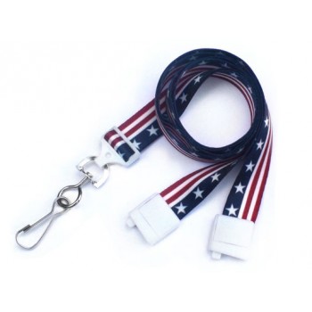 Stars & Stripes 5/8" Breakaway Lanyard w/steel swivel hook - 100 pack